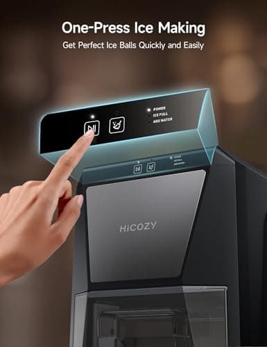 HiCOZY B1 2" Clear Ice Ball Maker Countertop,Sphere Ice Maker with IcyGem Technology, 2 Big Balls in 60Mins,40 pcs/Day, Self-Cleaning Ice Machine with Ice Tong for Cocktails, Whiskey & Bourbon 5