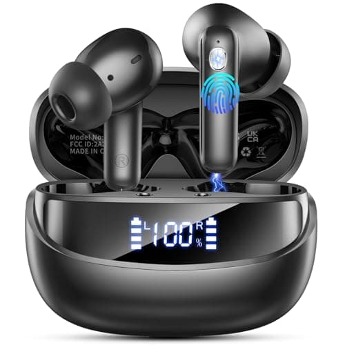 Nerunsa Wireless Earbuds, Bluetooth 5.4 Headphones with 4 ENC Noise Cancelling Mic, 45Hrs Playtime Wireless Headphones HiFi Stereo Deep Bass