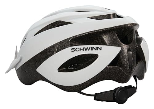 Schwinn Thrasher Helmet for Adults, White, Size 58-62 cm for Riders Ages 14+, Lightweight Microshell, Adjustable Dial and Straps, Interior Padding, 20 Air Vents, Removable Visor, Adult Bike Helmet 7