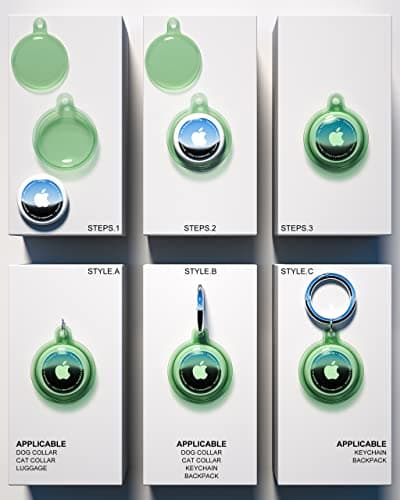 4 Pack Airtag Holder, Apple Air Tag Waterproof Case with Keychain, Holder for Apple Airtag GPS Tracker,Shockproof & Dustproof Airtag Holders for Pet Tracking, Bags, Kids, Keys, Luggage（4 Colors） 6