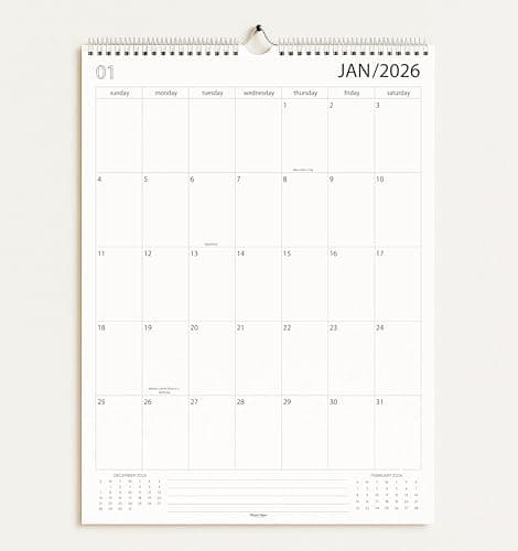 Wall Calendar 2026-2027, 18 Months, Runs From January 2026 to June 2027, 17" x 12" Large Wall Calendar with Hanger, Thick Paper, Spiral Binding, Easy to Write Down Your Plans and Daily/ Sleek Business Design.