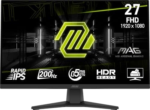 msi MAG 272F 27-inch 1920 x 1080 (FHD) Gaming Office Monitor, 200Hz, Adaptive Sync, HDR Ready, HDMI, VGA Port, VESA Mountable, Tilt, 4-Side Slim Bezel,0.5ms, Black