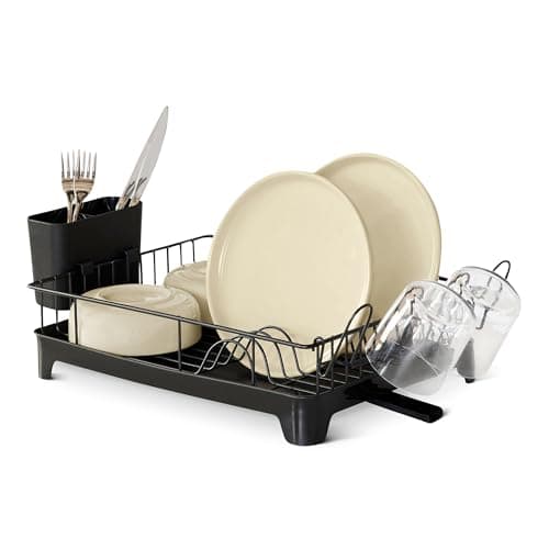 Amazon Basics Stainless Steel Dish Drying Rack, 15.2 x 11.6 x 4 in., Black