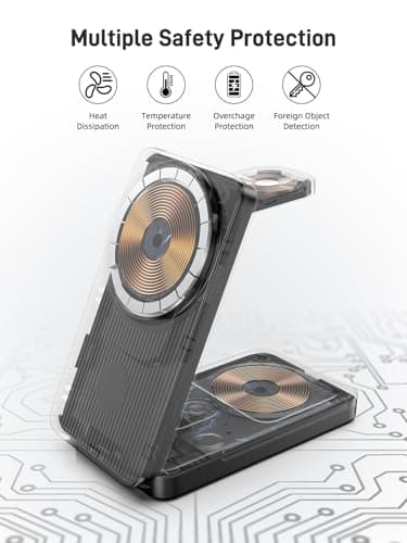 Wireless Charger for Samsung, Magnetic Wireless Charging Station for Samsung Galaxy S25 Ultra/S24/S22/Buds, 3 in 1 Foldable MagSafe Charger for Galaxy Watch Ultra/7/6, for Travel [Mag Ring Included] 5