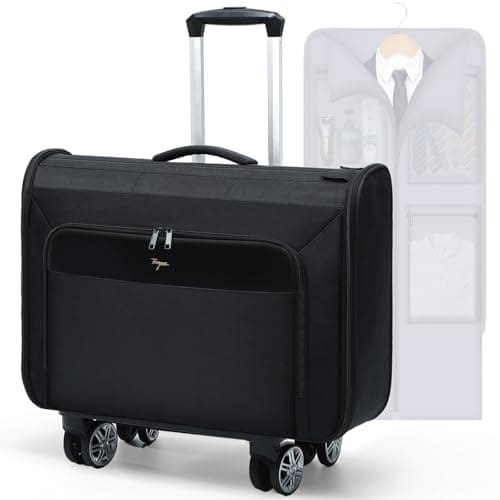 Tonyeee Softside Rolling Garment Bag, Large Duffle Garment Bag with Wheels, 3 in 1 Detachable Suit Luggage for Women Men, Dark Black