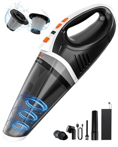 TANYO Handheld Vacuum Cordless Rechargeable, Car Vacuum Cleaner Portable 15KPA Strong Suction, Hand Held Brushless 5 in1 with LED Lights, Small Vacuum 120W for Car, Home, Office, Pet, Dust