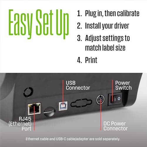 Westinghouse Thermal Shipping Label Printer USB, 4x6 Label Commercial Grade, Compatible with USPS, UPS, FedEx, Shopify, Amazon, Small Business, Desktop Label Printer for Packages, Includes Labels 8