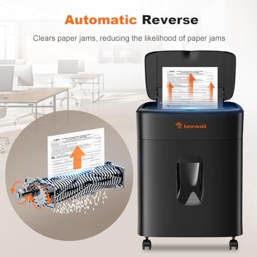 Bonsaii 100 Sheets Auto Feed Paper Shredder, Up to 30 Minutes Shredders for Home Office Use, Micro-Cut Heavy Duty Shredder / 4.2 Gallons/Security Level P-4 (C231-D) 5