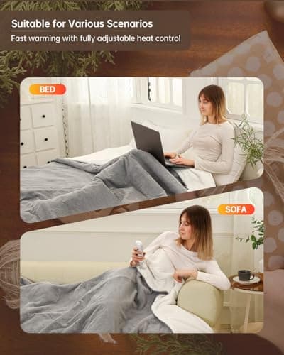 Heated Blanket Full Size Electric Blanket, Washable Blanket Warmer for Home for Adults, Fast Heating Super Cozy Soft Fabric, 72" x 84", 9 Heat Levels, 1-9H Auto-Off, ETL Certified, Gray 6