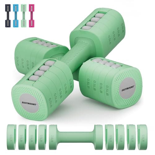 EAST MOUNT Adjustable Weight Dumbbells Set of 2, 8 in 1 Hand Weights for Women 2lb/3lb/4lb/5lb/6lb Dumbbell Weights Set 12 lbs/Pair Hand Weights for Home Office Gym Workout