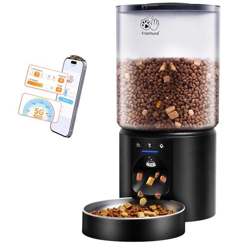 Automatic Cat Feeder with 5G WiFi : 5L Automatic Dog Feeder with Sealed Outlet, Timed Auto Cat Food Dispenser with APP Control for Pets, Detachable for Easy Clean - 21 Cup