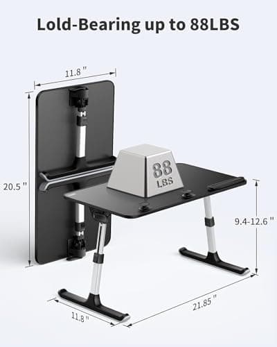 SAIJI Height & Angle Adjustable Laptop Stand for Bed, Lap Desk Bed Tray Table, Light Weight Foldable Portable Laptop Table for Couch Sofa Chair Floor Desk for Adults, Kids (52*30cm Black) 5