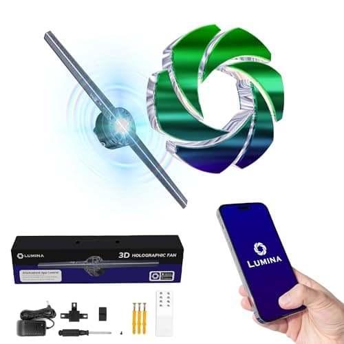 LUMINA 17" 3D Holographic Fan, Hologram Fan with 3D Video Projector Display, IOS/Android Wi-Fi App Control, 1600x384px HD Resolution, Bluetooth Sound, Free 3D Video Library, MP4, MOV, AVI, JPEG, PNG