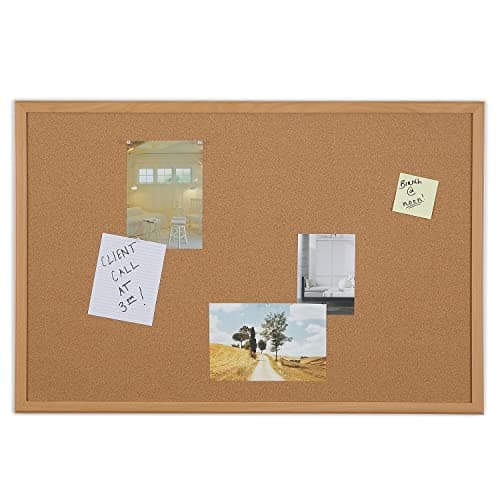 Staples Cork Bulletin Board, 3 x 2 Feet, Oak Frame, Vertical or Horizontal Mount, Self-Healing Surface