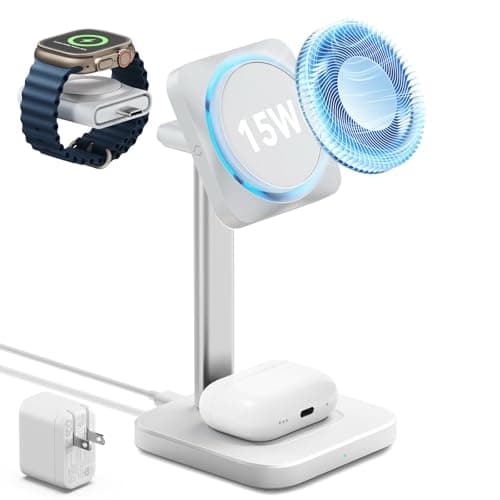 ESR for MagSafe Charger Stand, 3 in 1 Charging Station with CryoBoost, Phone-Cooling Wireless Charging, 15W MagSafe Stand, for iPhone 17/16/15/14/13/12, AirPods, Apple Watch, White