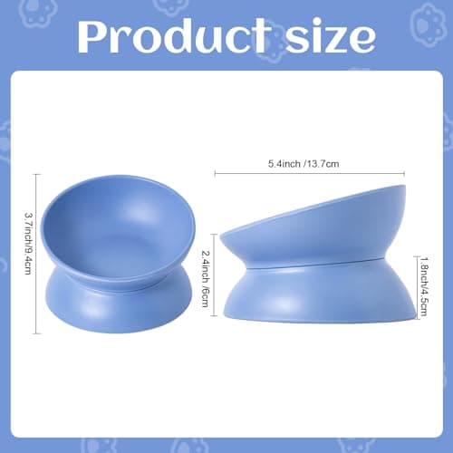 Raised Cat Bowl,Detachable 2 in 1 Cats Elevated Tilted Food and Water Bowls Whisker Stress Free Pet Feeder for Kittens,Puppy and Bunny,Blue 5