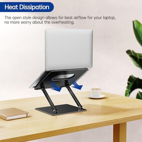 BESIGN LS10 Aluminum Laptop Stand, Ergonomic Adjustable Notebook Tablet Stand, Computer Holder Compatible with Air, Pro, Dell, HP, Lenovo More 10-14" Laptops, Black 5