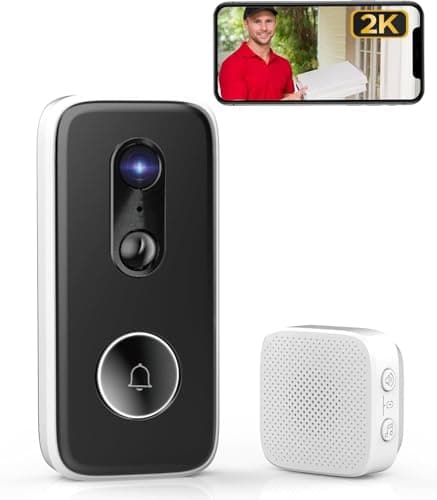 JOOAN Wireless 2K Video Doorbell Camera Human detection Rechargeable Cloud Storage(Lifetime Free Cloud), 2.4G WiFi Smart Doorbell for Indoor Outdoor 2 Way Audio Motion Detection Sound Alert Anti-Theft