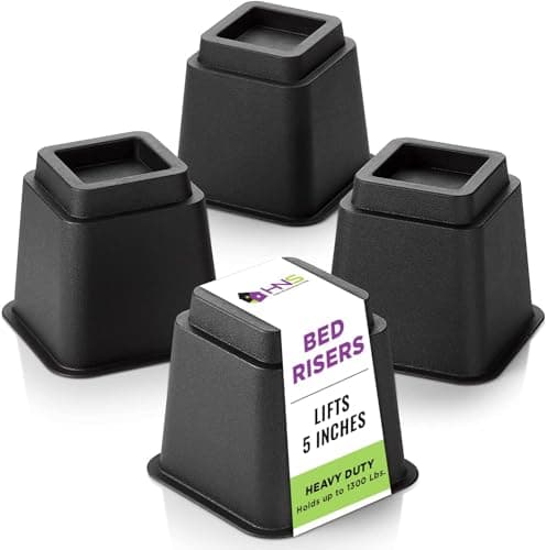 HOLDN’ STORAGE Bed Risers, Furniture Risers 5 inch Bed Lift - Set of 4 Bed Riser Heavy Duty - Perfect for College Dorms
