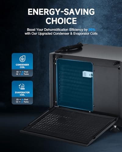 CREWORKS 130 PPD Crawl Space Dehumidifier, Commercial Dehumidifier for Basement with Built-in Drain Hose, Crawl Space Dehumidification with Auto Defrost & Detachable Display Panel 6