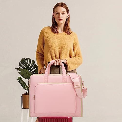 Garment Bag for Travel,Large Hanging Luggage Garment Bag Suit Bag with Adjustable Shoulder Strap Carry On Garment Bag Dress Bag for Women,Pink 7