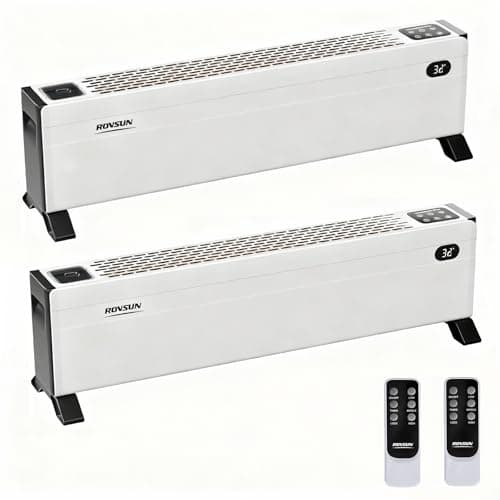 ROVSUN 32'' Electric Baseboard Heater with Remote & Timer, 1500W Convection Space Heater w/Adjustable Heating Modes, Touch Panel, Overheat & Tip-Over Protection for Indoor Home Bedroom Office, 2 Pack