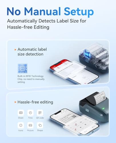 NIIMBOT B1 Label Maker Machine, Thermal Label Printer Easy to Use for Office, Home, Business, Came with 1 Roll White Label(Blue) 7