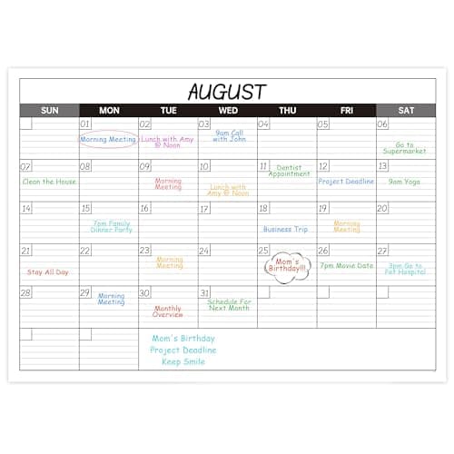Large Dry Erase Calendar for Wall - Undated 1 Month Big Wall Calendar, 40" x 30", Erasable & Reusable Laminated Calendar with 8 Round Stickers, Great Layout Wall Calendar Dry Erase - Grey