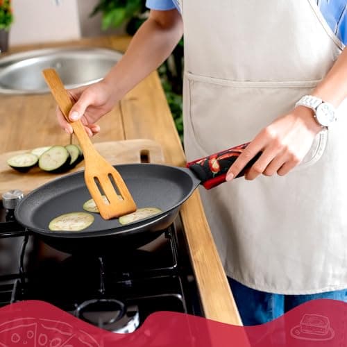 Lallisa 6 Set Cast Iron Fajita Plate Sizzle Pan Pre Seasoned Cast Iron Skillet with Anti Scald Protection Hot Mitt Evenly Heated Flat Sizzle Plates for Kitchen Party Restaurant Service 7