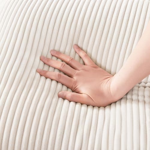 Mangodan 101.6" Deep Seat Modular Sectional Sofa, Comfy Corduroy Sectional Couches for Living Room, L-Shaped Upholstered Cloud Couch with Chaise, Widened Armrests for 4 People, Beige 6