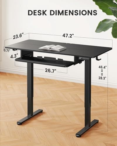 ErGear Electric Standing Desk with Full Size Keyboard Tray, Adjustable Height Sit Stand Up Desk, Home Office Desk Computer Workstation, 48x24 Inches, Black 7