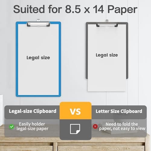 Juvealoe Legal Size Clipboard, 8.5 x 14 Blue Plastic Long Clip Board with Low Profile Clip, 9 x 15 in, Suitable for Legal Lawers and Business, Office Supply 5
