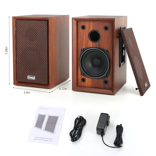 cinnkeyi 40W Computer Speakers, Bluetooth Bookshelf Speakers,2.0 AC Powered Wooden PC Speakers with Strong Bass,7.28" X 2 AC Powered USB Input Speakers with DSP,Wooden Speaker for Laptop 6