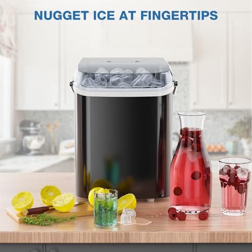 Sweetcrispy Countertop Ice Maker Machine, Portable Self-Cleaning Ice Machine with Ice Scoop, Basket and Handle, 9 Cubes in 6 Mins, 26.5lbs/24Hrs, 2 Sizes of Bullet Ice for Home Kitchen, Coal Black 6