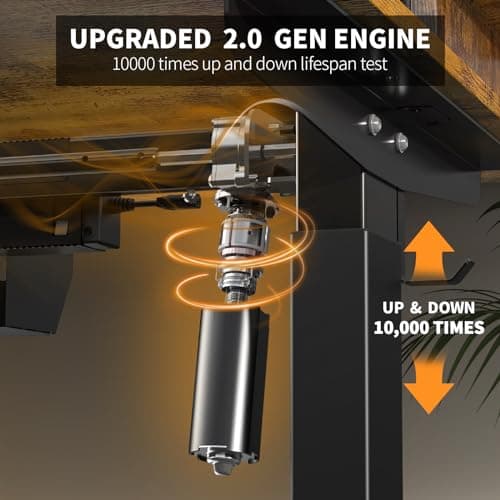 ExaDesk Electric Standing Desk, 63 * 30 Inches Adjustable Height with 4 Drawers, Double Storage Shelves Stand Up Desk, Home Office Workstation Sit Stand up Desk (Rustic Brown) 6