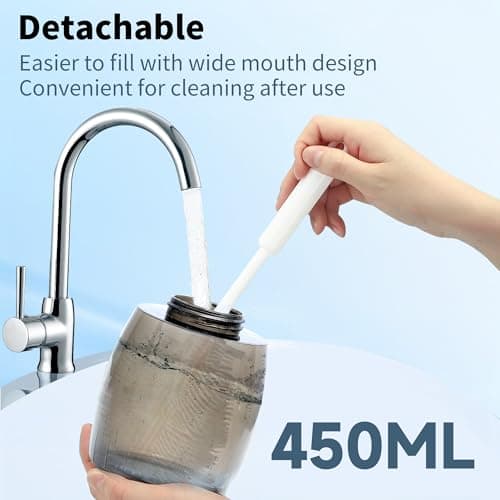 7AM2M Water Dental Flosser Pick for Teeth, 450ML Portable Oral Irrigator, Cordless Flosser for Travel with 5 Jet Tips, 5 Modes & IPX7 Waterproof, Electric Flossing Teeth Cleaning for Home-Snow White 5
