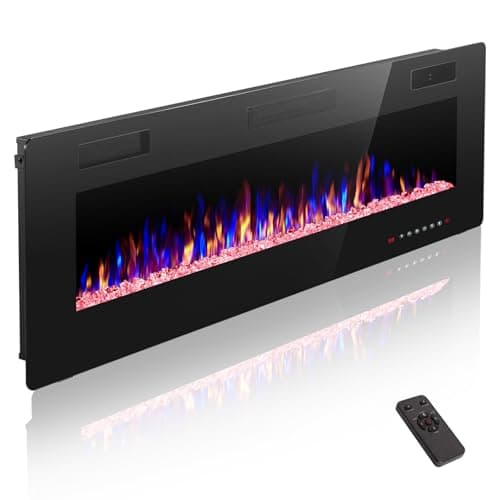 ZAFRO Electric Fireplace 30'' with Remote Control, Recessed Wall Mounted Electric Fireplace with Adjustable 12-Color Flame Brightness & Speed