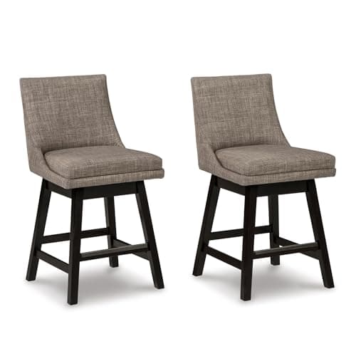 Signature Design by Ashley Tallenger 25" Upholstered Swivel Counter Height Barstool, 2 Count, Light Gray