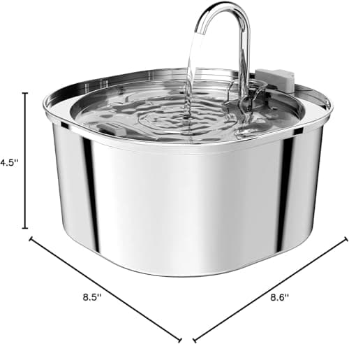 PEKTACO Cat Water Fountain, Pet Water Fountain Dog Water Dispenser Drinking Fountain, 3.2L/108oz Stainless Steel Water Fountain for Cats Indoor 7