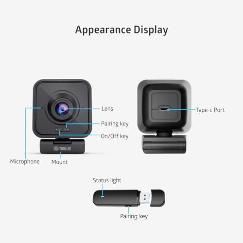TOALLIN 1080P HD Wireless Webcam for PC, Built-in Noise-Canceling Microphone, Wireless Computer Camera for Video Conferencing, Live Streaming and Online Video Calls 5