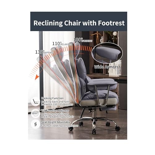 Efomao Big and Tall Office Chair 440LBS, Purple Heavy Duty Executive Chair with Footrest, Ergonomic Desk Chair for Home Office, Wide Computer Chair 5