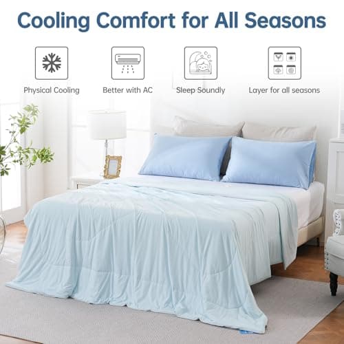 OtterOasis Cooling Comforter Oversized King for Hot Sleepers, 108"x90" Summer Cooling Blanket for Night Sweats, Silk Soft Lightweight Breathable All-Season Blue Cooling Quilt Blanket 8