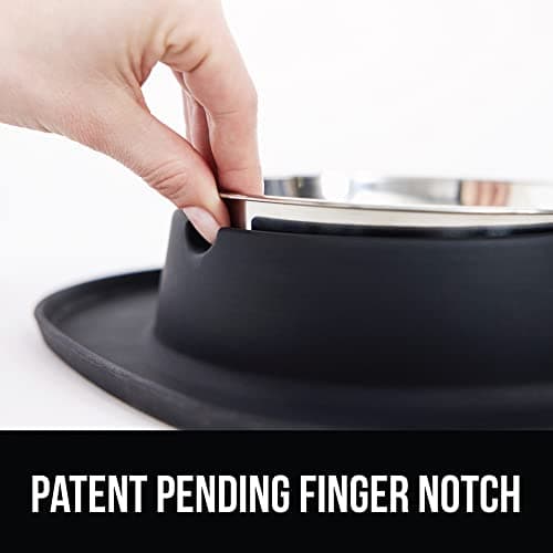 GORILLA GRIP Feeding Mat Bowl Set, 100% Waterproof BPA Free Silicone Base, 304 Stainless Steel Cat and Dog Bowls for Food and Water, Slip Resistant, High Edge, US Designed, Patent Pending, 2 Cup Black 9