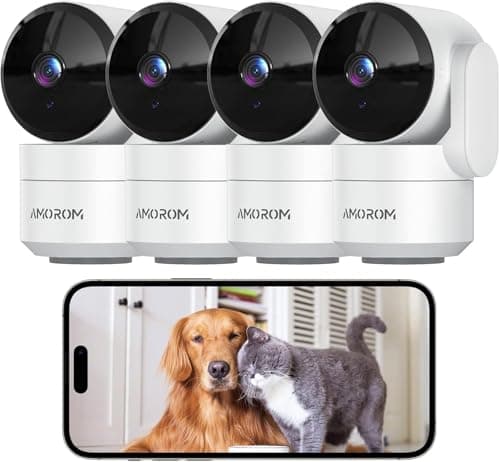 Indoor Security Camera with 360 Monitor, Home Cameras with 2-Way Audio, Night Vision, Motion Detection, Phone App, Cloud & SD Card Storage, Work with Alexa/Google, 2.4GHz WiFi and Bluetooth, 4 Pack