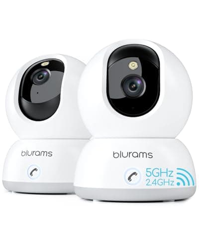 blurams 5G Indoor Camera, 2K Nanny Cam, 360° PTZ Pet Camera with Phone App, One-Touch Call, Color/IR Night Vision, Dual-Band Wi-Fi, Motion Tracking, Compatible with Alexa(2Pack)