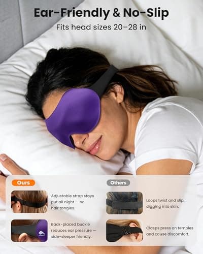 3 Pack Sleep Masks for Women & Men: True Blackout Eye Mask for Sleeping, 3D Contoured Zero Eye Pressure, Lash-Friendly (Blink Freely), Side Sleeper Comfort, Adjustable Strap Blindfold, Night Eye Cover 6