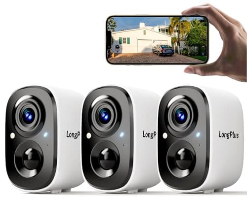 LongPlus Security Cameras Wireless Outdoor Camera Wireless Camera for Home Security, 3 Pack 2K Battery Powered WiFi Cameras with AI Motion Detection, 2-Way Talk, Cloud/SD Storage