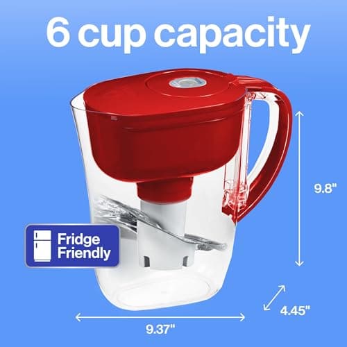 Brita Metro Water Filter Pitcher with SmartLight Change Indicator, BPA-Free, Replaces 1,800 Plastic Water Bottles a Year, Lasts Two Months, Includes 1 Filter, Small - 6-Cup Capacity, Fiery Red 12