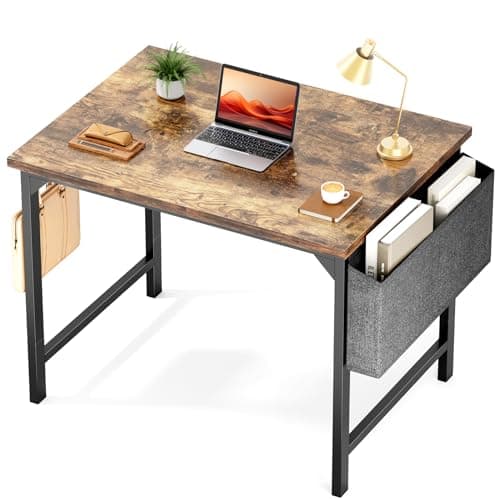 DUMOS 32 inch Small Computer Desk Writing Study Work Office Table Modern Simple with Storage Bag and Hook for Home Bedroom
