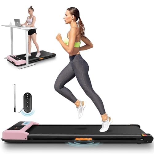 ANCHEER Pink Walking Pad Samll Treadmill with Incline - Under Desk Treadmills with Vibration Massage Plate, 2.5HP Compact Portable Treadmills for Home, Office, Remote Control and LED Display